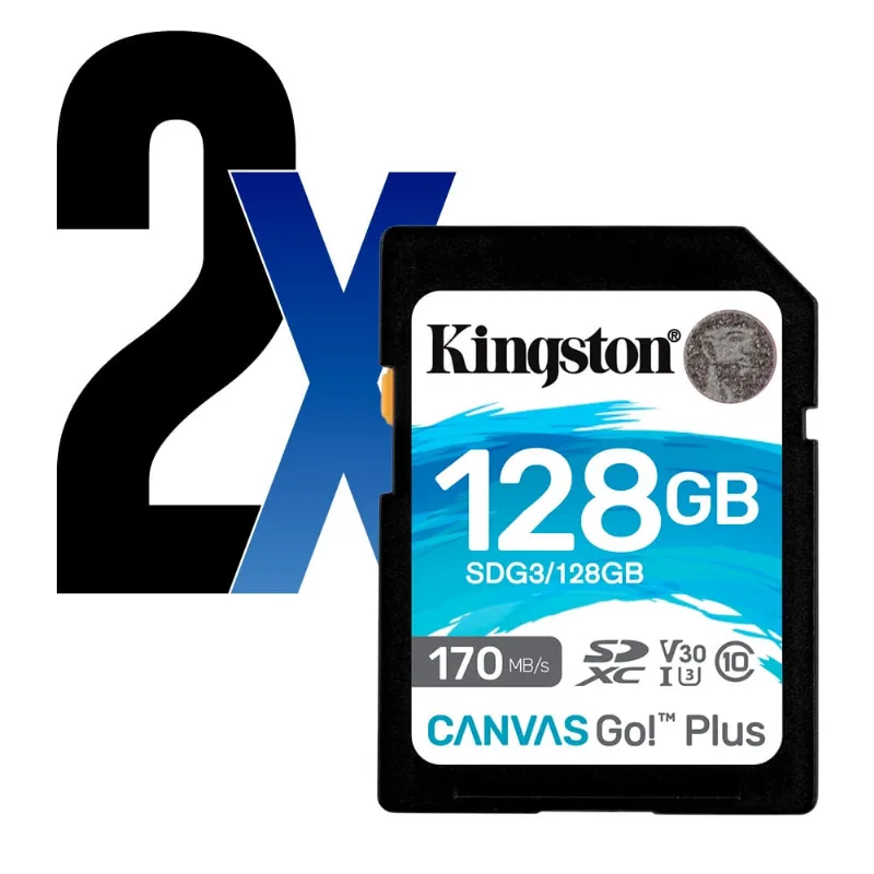 Cartão Memória sdxc 128GB Canvas Go Plus 170MBs Kingston 2Un