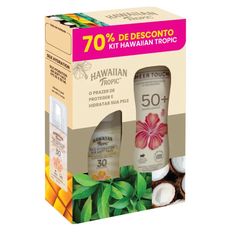 Kit Protetor Solar Hawaiian Tropic Sheer Touch FPS 50 240ml + Air Soft Facial FPS 30 50ml - HAWAIIAN TROPIC