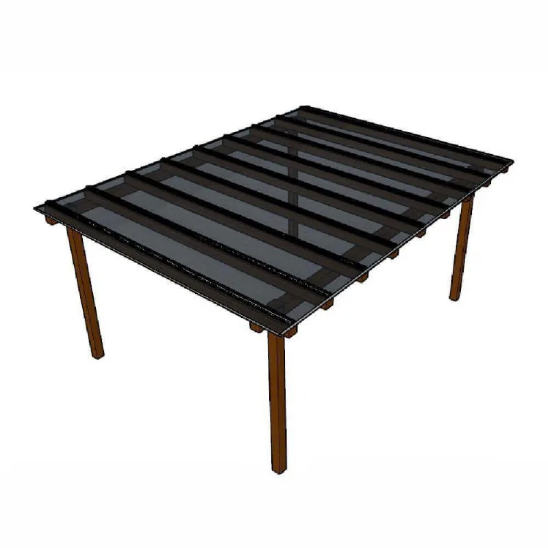 Kit Policarbonato Fume 4mm 4,00m X 4,00m - Perfis Naturais