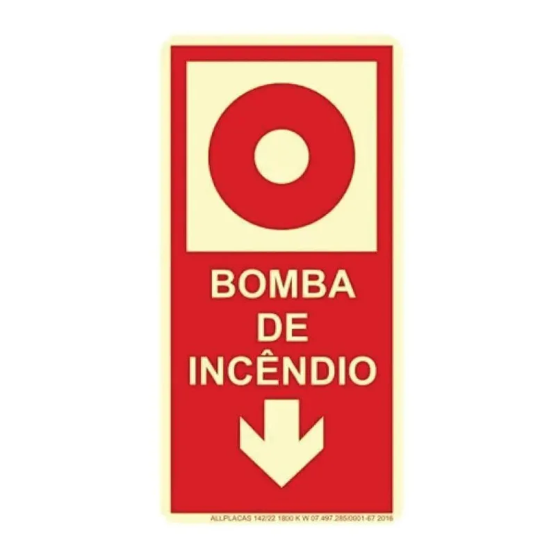 Placa E3 Bomba De Incêndio 10cm X 20cm
