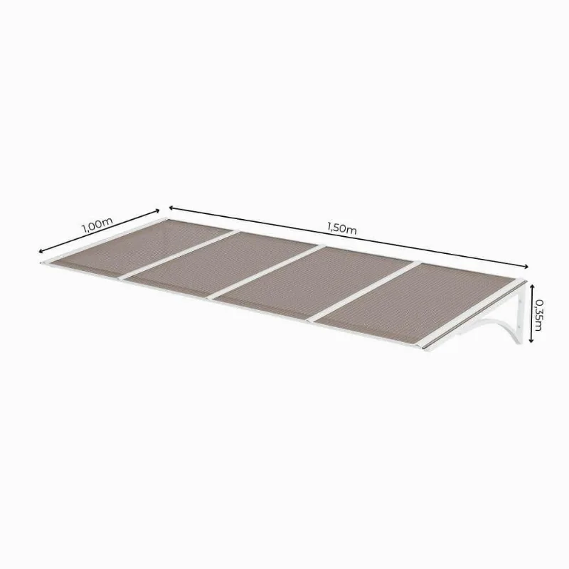 Toldo Fixo Policarbonato Alveolar Bronze - 1,50m X 1,00m - Estrutura Branca