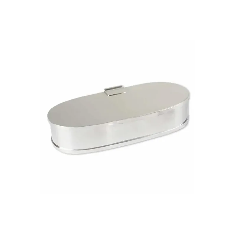 Caixa Oval Grande St. James 20,5 cm - Banho de Prata com Tampa para Joias