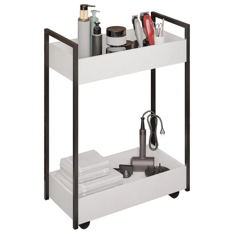 Carrinho Auxiliar Para Salão De Beleza Industrial Sara M24 Branco-preto - Mpozenato - Mpozenato