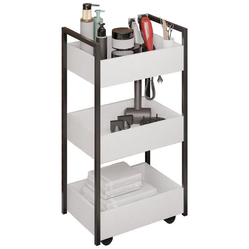 Carrinho Auxiliar Para Salão De Beleza Industrial Liss M24 Branco/preto - Mpozenato