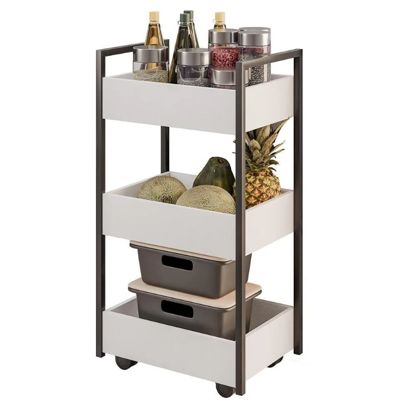 Carrinho Gourmet De Apoio Industrial 3 Prateleiras Liss M24 Branco-preto - Mpozenato