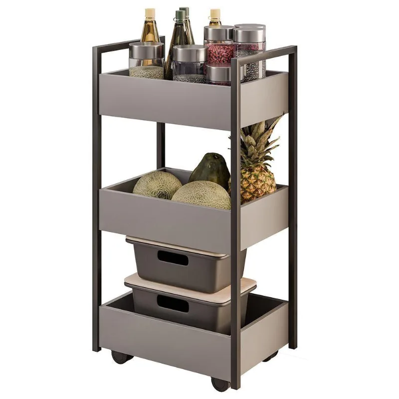 Carrinho Gourmet De Apoio Industrial 3 Prateleiras Liss M24 Grafite/preto - Mpozenato