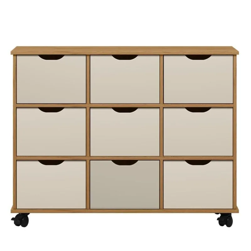 Nicho Organizador 9 Gavetas Com Rodízios Freijó-off White - Qmovi - Qmovi - Agro
