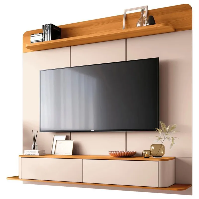 Painel Tv 70 Pol 180cm Bancada Suspensa Gava H01 Off/cinamomo - Mpozenato - Mpozenato