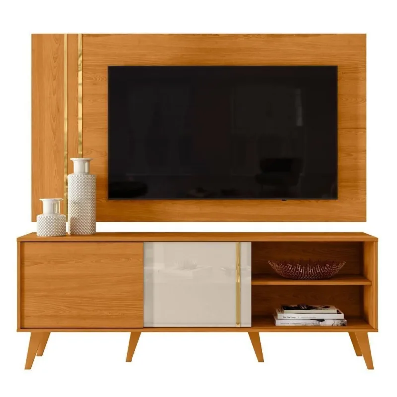 Estante Painel Para 60 Pol 160cm Orla Z10 Off-cinamomo - Mpozenato - Mpozenato