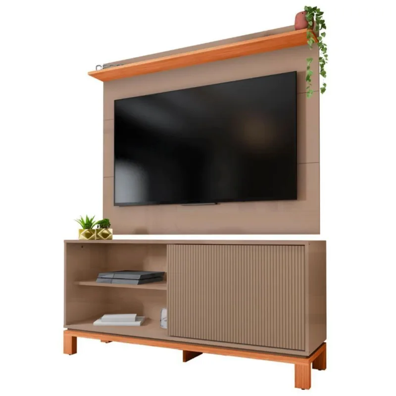 Painel Para Tv 45 Pol E Rack Bancada 136cm Lucca Areia/freijó C01 - Mpozenato - Mpozenato - Móveis