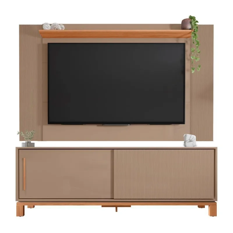 Painel Para TV 65 Polegadas E Rack Bancada 180cm Lucca Areia Freijó C01 - Mpozenato - Mpozenato