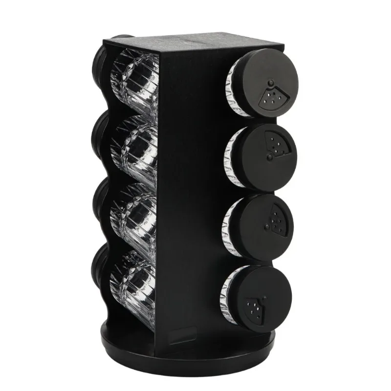 Porta Condimentos Wellmix 8 Peças Giratório Preto WX21771 (MP)