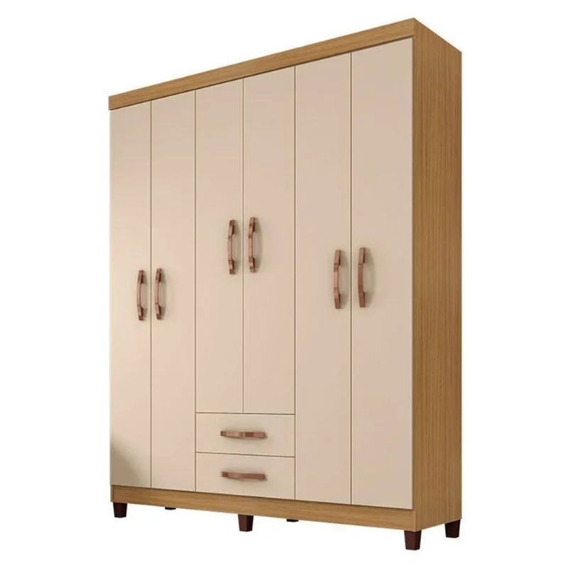 Guarda Roupa Casal Mogi 6 Portas Carvalho Americano Off White - Incorplac