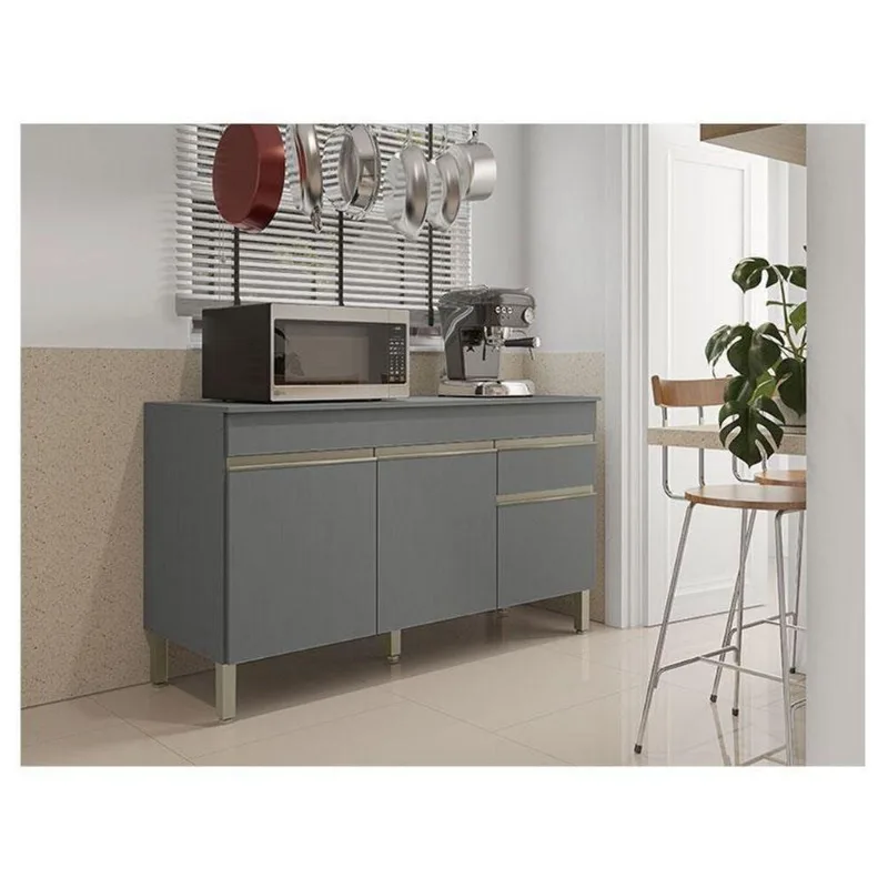 Balcão De Pia Ambiente Line 150 Cm Com Tampo Gris Kits Paraná