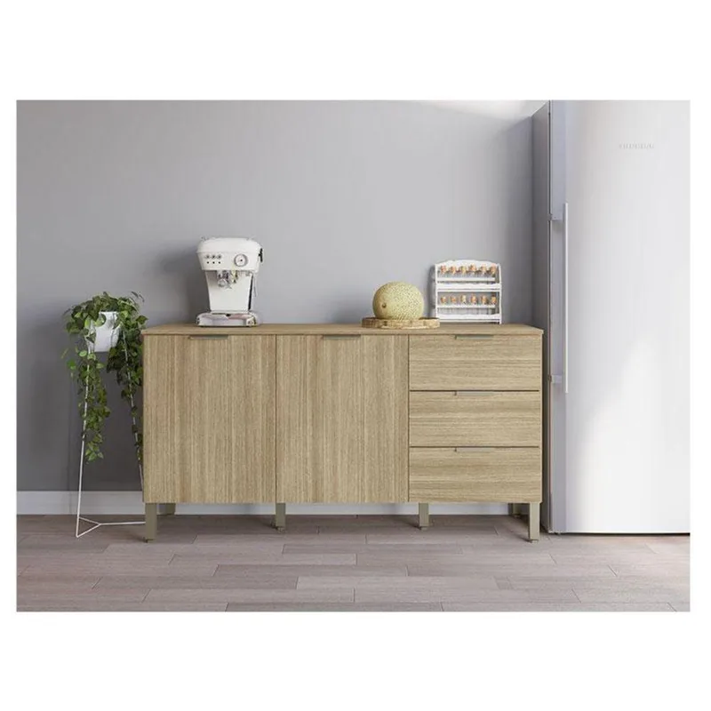 Balcão De Pia Ambiente Glam 160 Cm Com Tampo Freijó - Kits Paraná