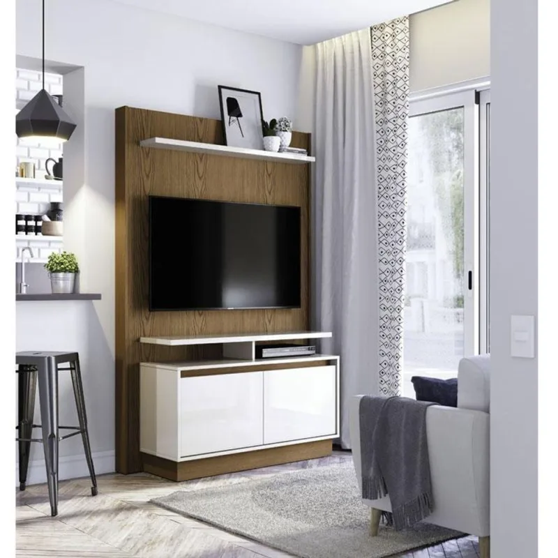 Estante Home Theater Ambiente Fit Freijó Off White - Imcal - OUTRAS - Móveis