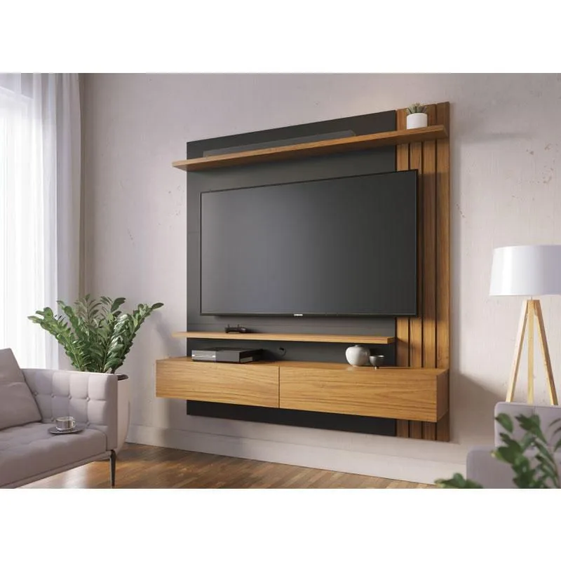 Painel para Tv Home Suspenso Ambiente Juriti 1.5 Noce Milano Preto Acetinado – Colibri - Não Disponível