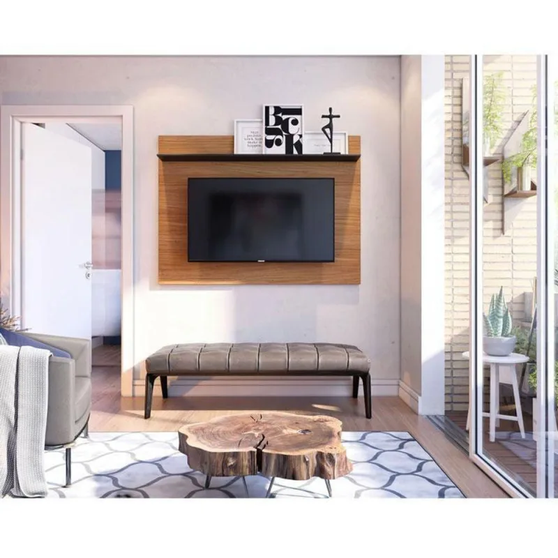 Painel Para Tv Suspenso Ambiente Maia Noce Milano Preto Acetinado - Colibri - colibri móveis