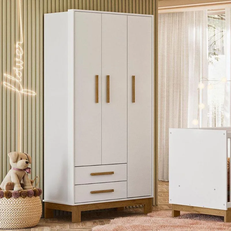 Guarda Roupa Infantil Q Encanto Slim 4340 Branco Acetinado Ambiente - Qmovi