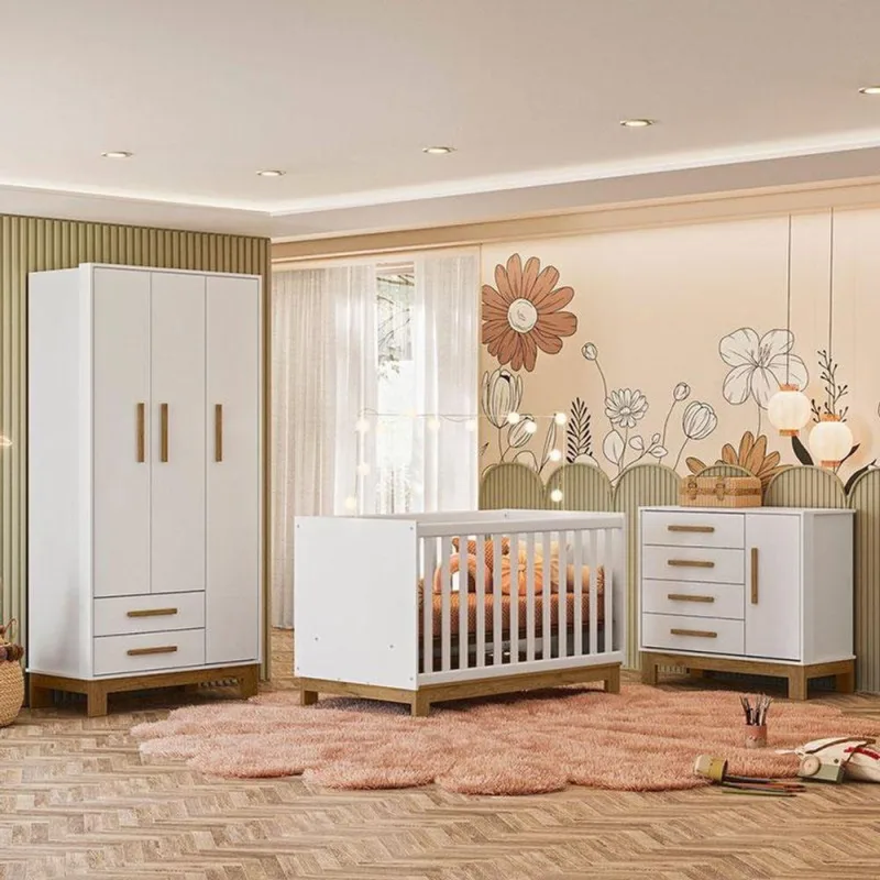 Quarto De Bebê Slim Ambiente Branco Acetinado - Qmovi - Qmovi