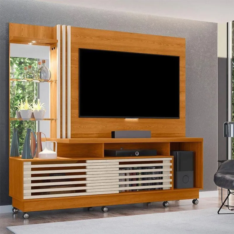 Estante Home Theater Ambiente Frizz Plus Com Rodízios Cinamomo Off White - Madetec - madetec moveis