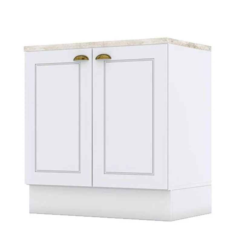 Balcão 2 Portas 80 Cm Americana Branco Com Tampo Cooktop Calcare - Henn - OUTRAS
