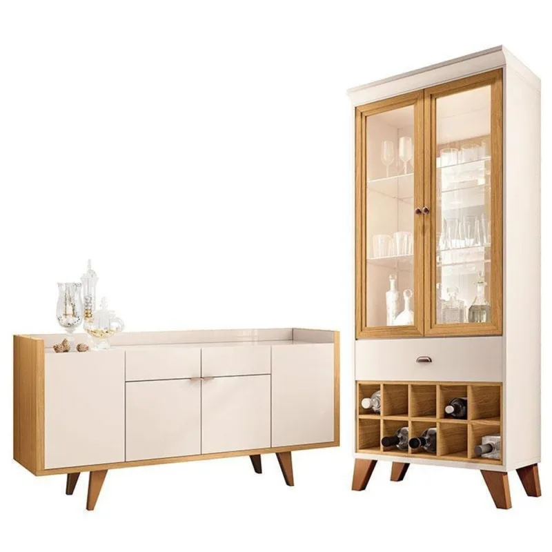 Buffet Melodia E Cristaleira ópera Off White Cinamomo – Hb Móveis - Hb Moveis - Móveis