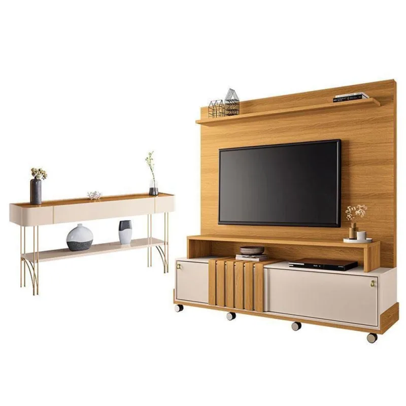 Estante Home Theater Bold E Aparador Vivant Cinamomo Off White – Hb Móveis - Hb Moveis
