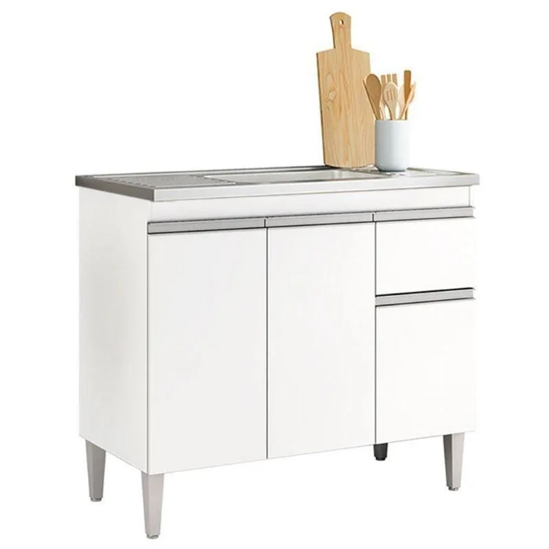 Balcão De Pia Tatiane 100cm Branco Brilho - Ajl