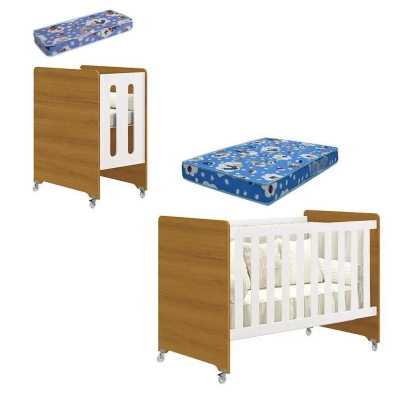Berço Americano Evolution 4 Em 1 Branco Acetinado Savana Com Colchão Mini E Colchão Americano Ortobom - Reller - OUTRAS - Colchões
