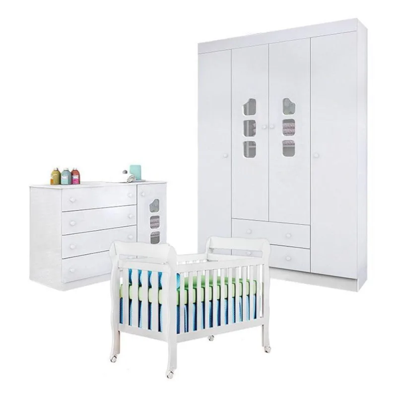 Quarto De Bebê Lívia Com Berço Lila Branco Brilho - Phoenix - Phoenix Baby - Agro