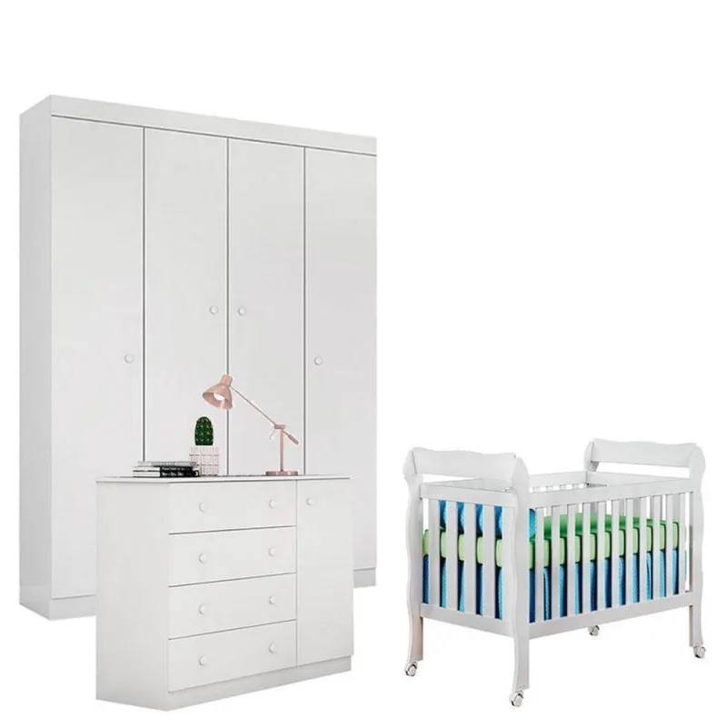 Quarto De Bebê Helena Com Berço Lila Branco Brilho – Phoenix - Phoenix Baby - Agro
