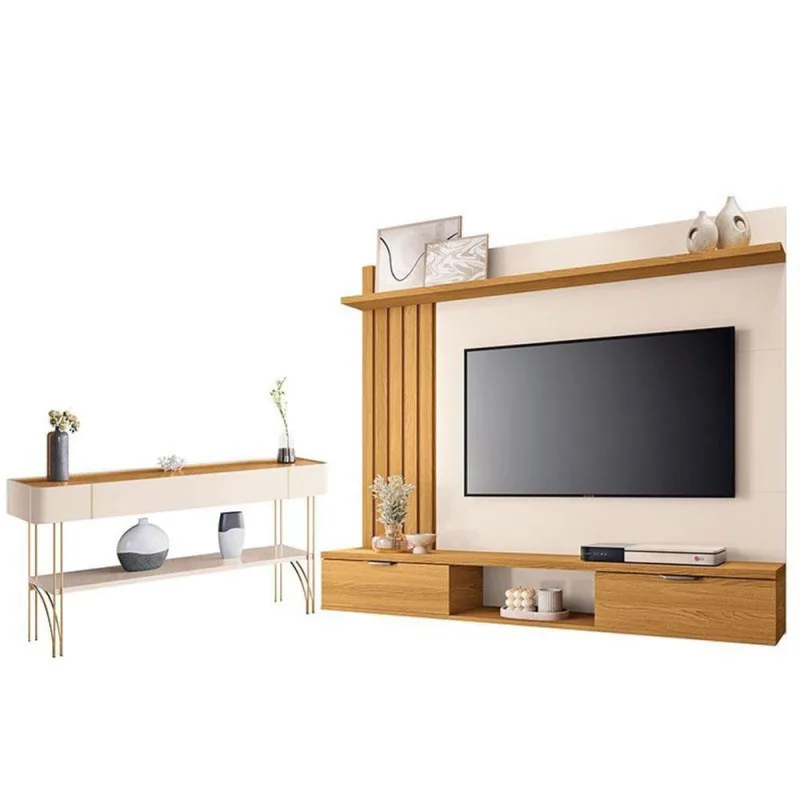 Painel Para Tv Suspenso Lets E Aparador Vivant Cinamomo Off White - Hb Móveis - Hb Moveis
