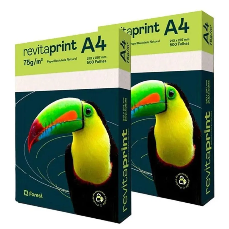 Papel Sulfite A4 75g 500 Folhas Reciclado Natural 2 Unidades - Revita Print - OUTRAS