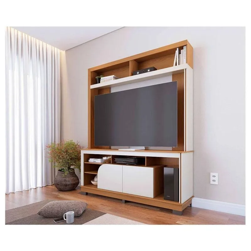 Estante Home Theater Ambiente Belaya Freijó Off White Matte - Colibri - colibri móveis - Móveis