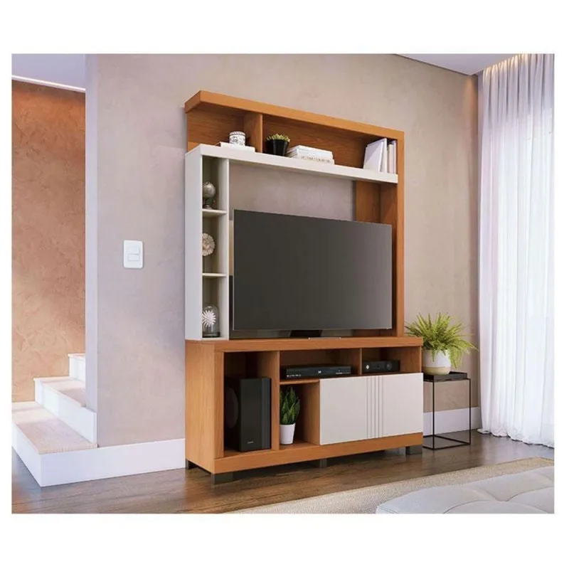 Estante Home Theater Ambiente Elba Freijó Off White Matte - Colibri - colibri móveis - Móveis