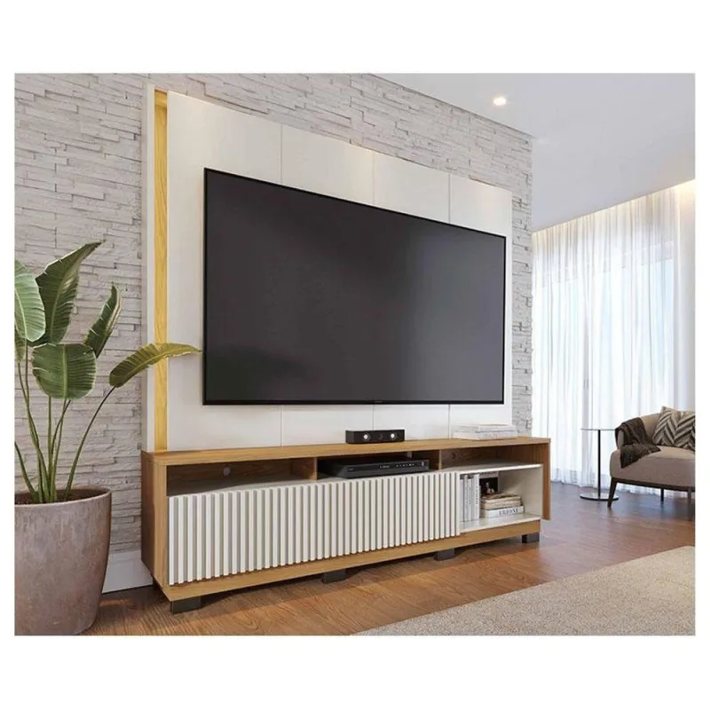 Estante Home Theater Ambiente Jordão Com Pés Off White Freijó - Colibri - colibri móveis