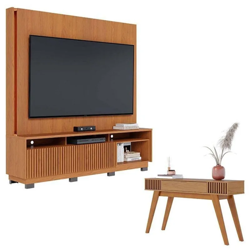 Estante Home Theater Jordão Com Pés E Aparador Riviera Freijó – Colibri - colibri móveis - Móveis