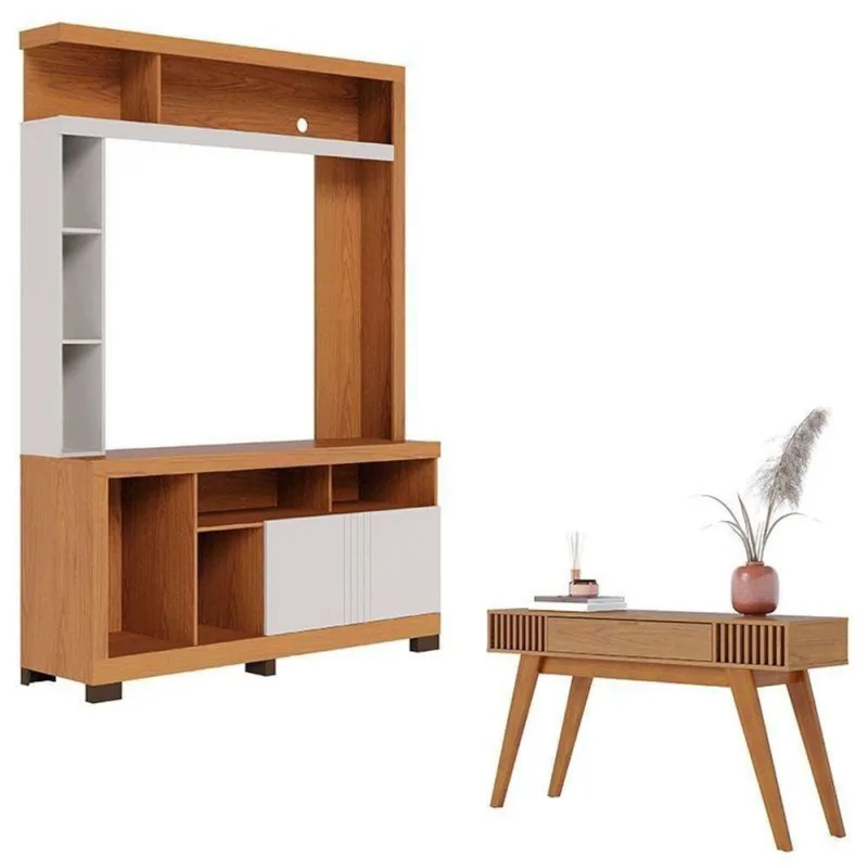 Estante Home Theater Elba Freijó Off White Matte E Aparador Riviera Freijó – Colibri - colibri móveis - Móveis