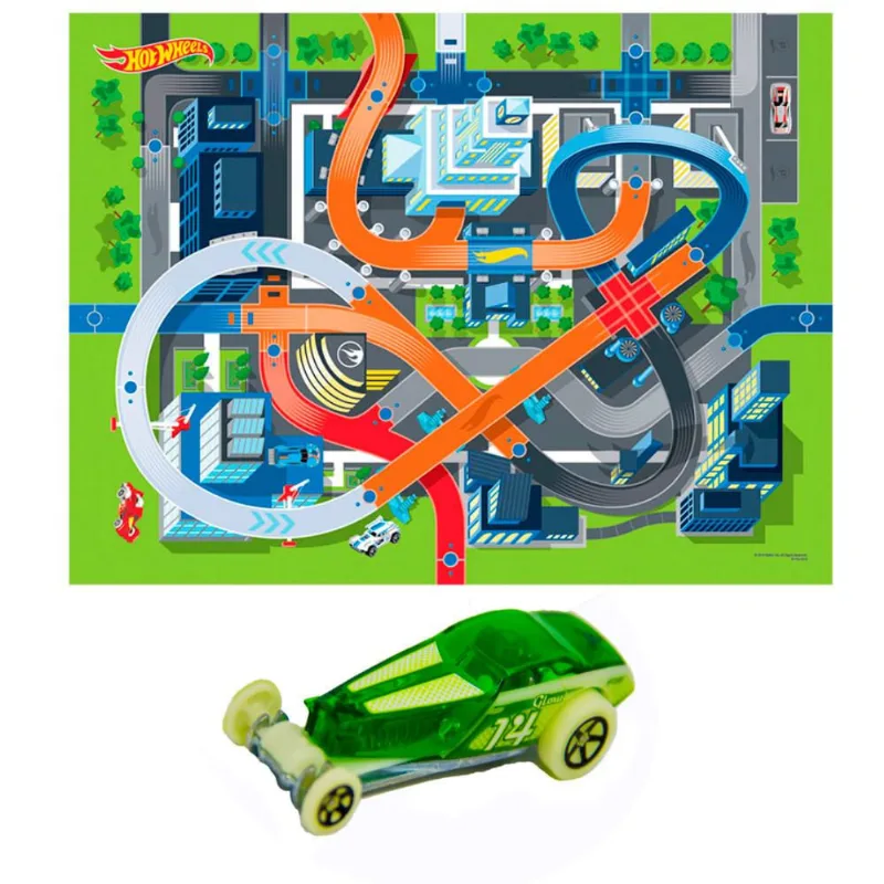 Hot Wheels - tapete com carrinho modelo grande Toyng - TOYNG