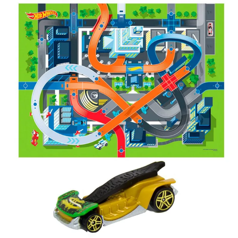 Hot Wheels - tapete com carrinho modelo grande Toyng - TOYNG