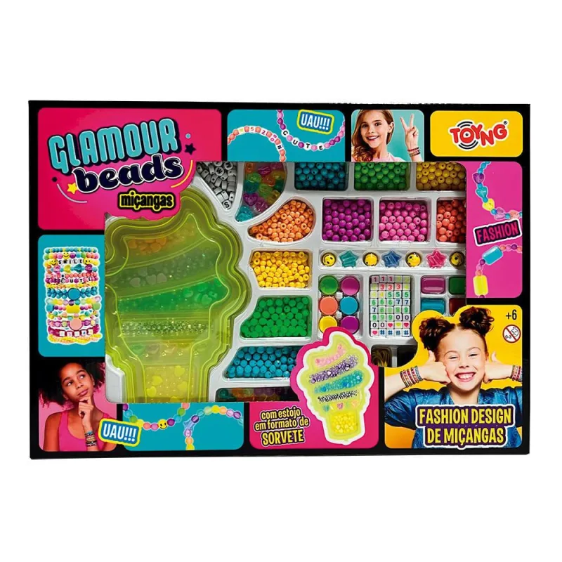 Kit Glamour Beads Pulseiras Infantil personalizadas Sorvete - TOYNG - Bonecos E Bonecas
