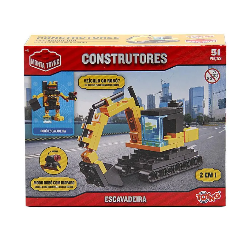 Brinquedo Construtores Escavadeira Ou Robô Movido à Fricção Toyng - TOYNG