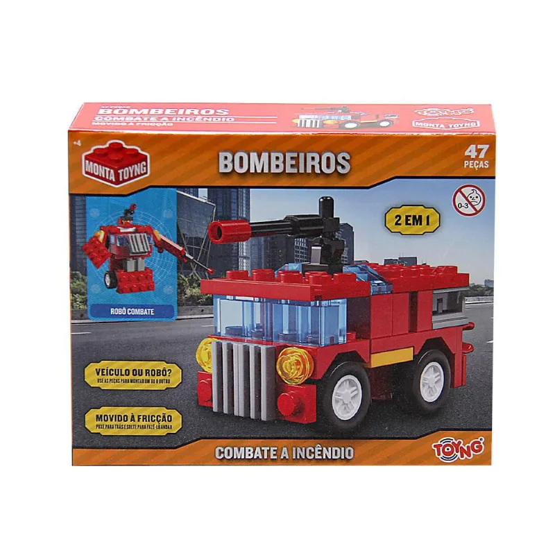 Brinquedo Bombeiro Veículo Combate A Incêndio Ou Robô Movido À Fricção Toyng - TOYNG