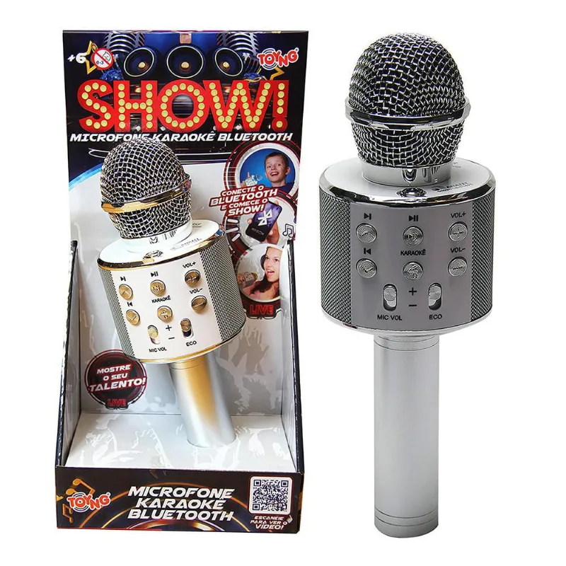 Brinquedo Microfone Karaokê Bluetooth Show Conecte E Cante Toyng - TOYNG