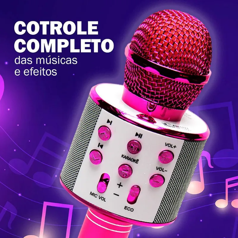 Brinquedo Microfone Karaokê Bluetooth Show Conecte E Cante Toyng - TOYNG