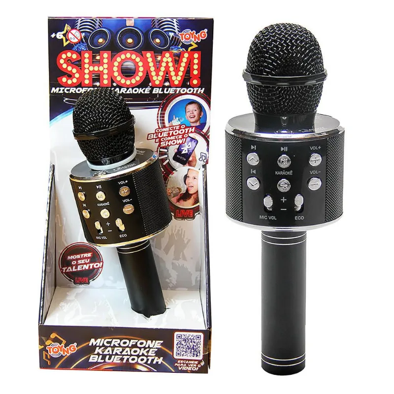 Brinquedo Microfone Karaokê Bluetooth Show Conecte E Cante Toyng - TOYNG