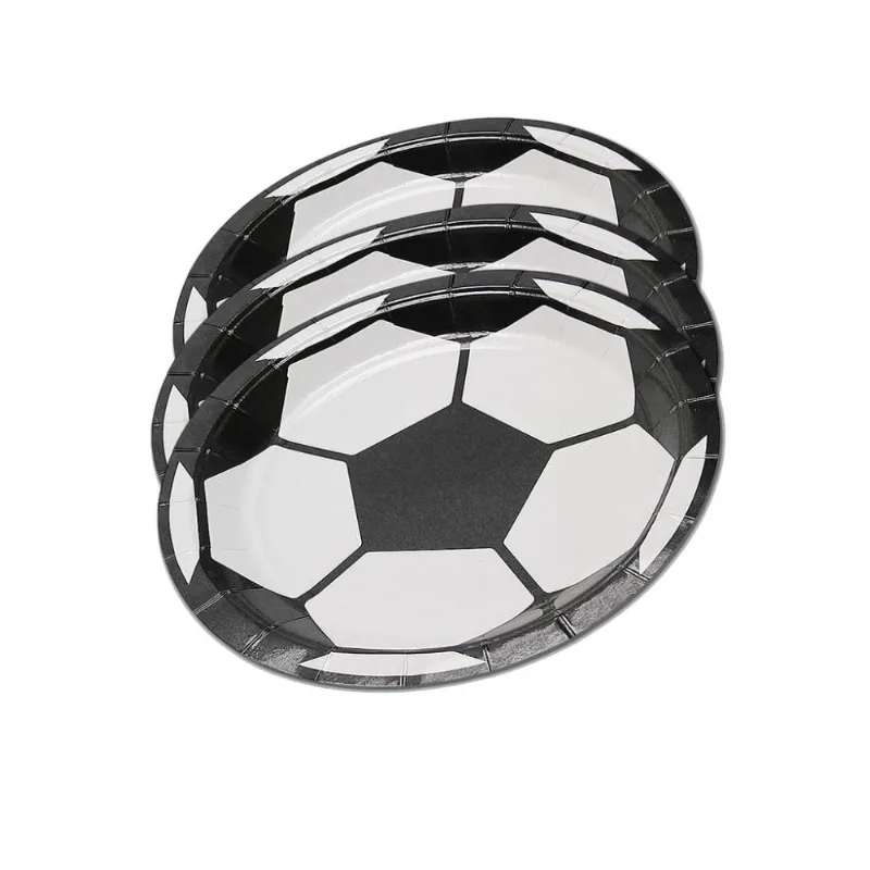 Kit Prato Descartável De Papel Refeição e Bolo 18cm Temático Bola De Futebol 20 Unidades SilverFesta