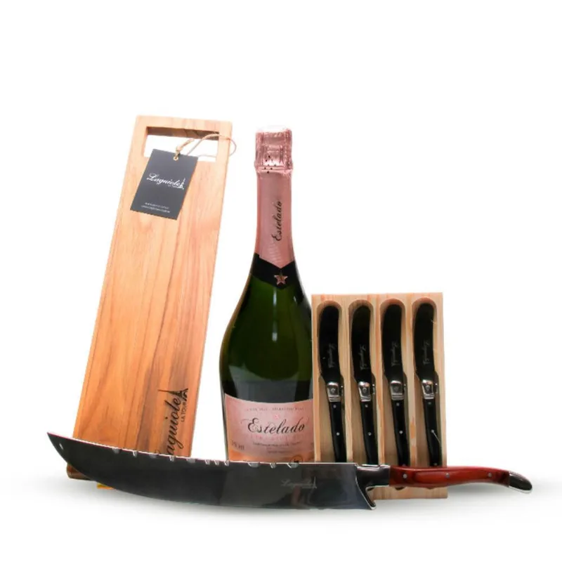 Kit Espumante Miguel Torres Rosé, Sabre, Tábua Para Queijo E Conjunto De Espátula