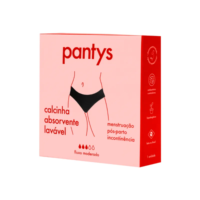 Calcinha Absorvente Menstrual Pantys Lavável Xodó Fluxo Moderado M (40)